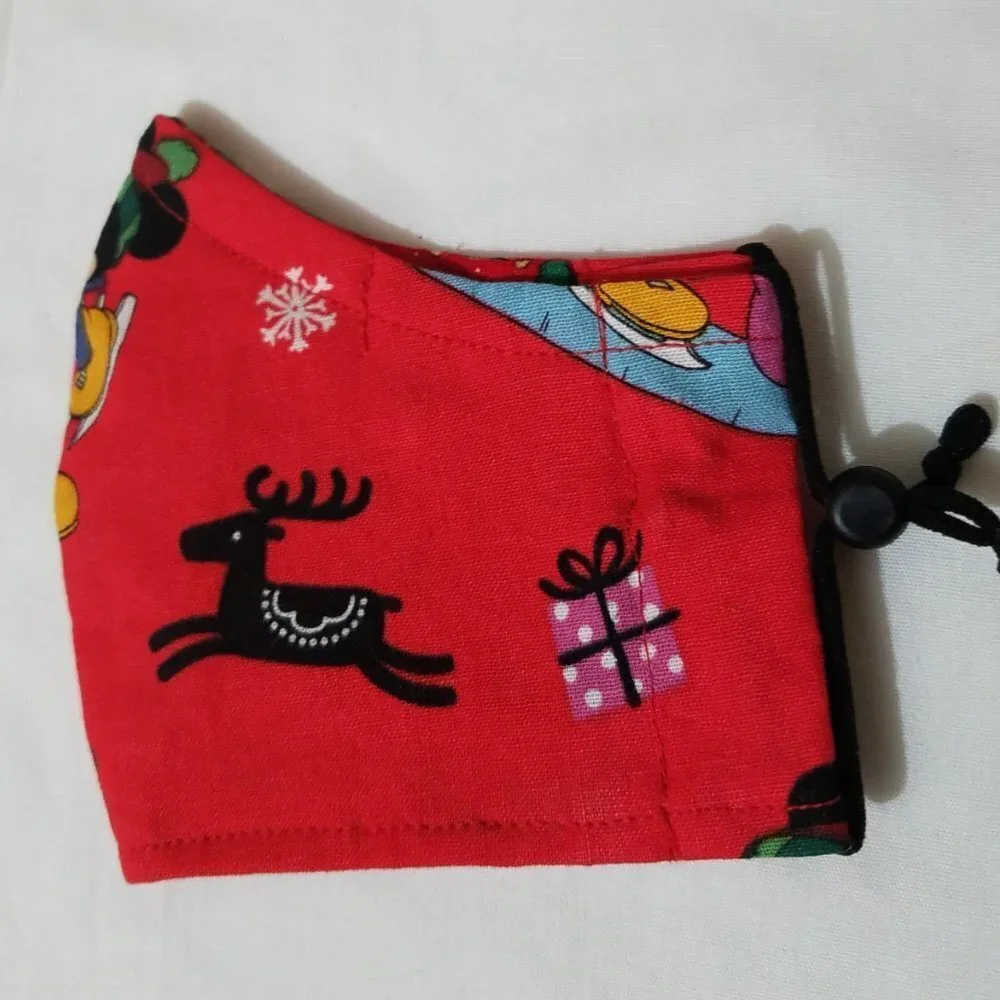 Hand Crafted Kids Cotton Face Mask Mickey and Minnie Mouse Ages 2-6 Christmas
